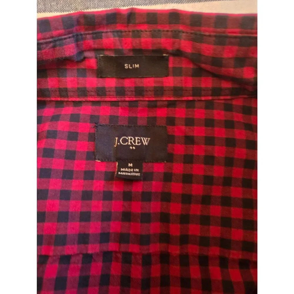 J. Crew Slim Red and Black Check Button-Down Shirt